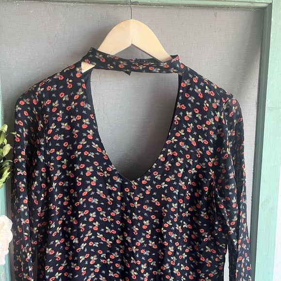 Sanctuary Dakota A-line Choker Mini Black Floral Dress Size S - Picture 4 of 7